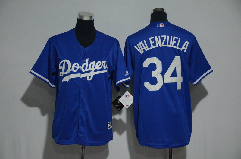 Youth 2017 MLB Los Angeles Dodgers #34 Valenzuela Blue Jerseys->youth mlb jersey->Youth Jersey